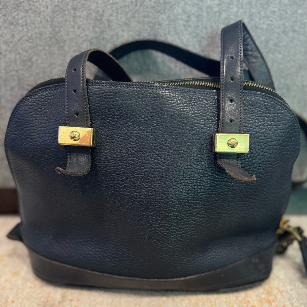 Vintage Dooney and Bourke Pebbled Navy Purse - Picture 2 of 4